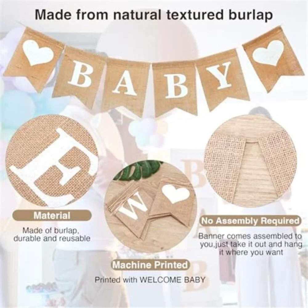 Welcome Baby Sign Boy Girl Newborn Birth Announcement Banner Baby Shower Decor